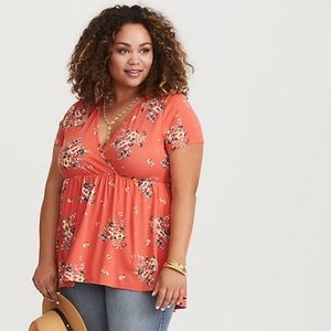 Torrid orange floral surplice babydoll🧡